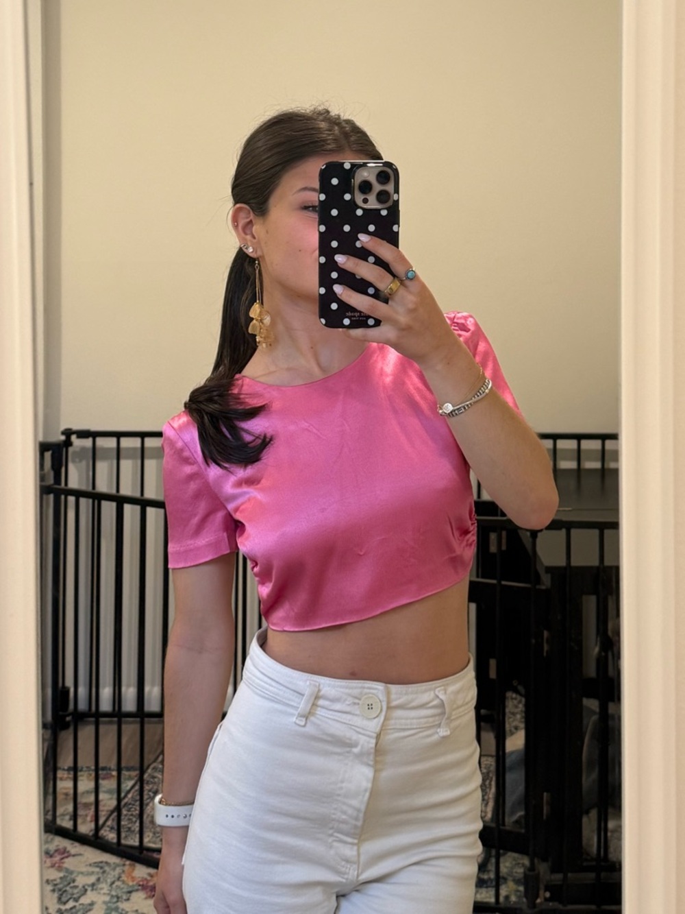 Zara Hot Pink Satin Crop Top